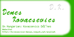 denes kovacsevics business card